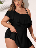 VigoJany 2023 Μαύρο Tankini Γυναικεία Μαγιό Tankini Plus Size Two Pieces Γυναικείο μαγιό Tankini Big One Shoulder Ruffle