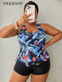 VigoJany 2023 Large print Γυναικεία μαγιό Tankini Plus Size Separate Boxer Μαγιό 2 τεμαχίων Σετ μπικίνι ψηλόμεσο