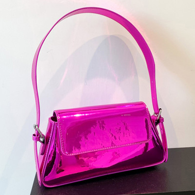 Y2K Clutch Purse Μεταλλική τσάντα μασχάλης PU Δερμάτινη με φερμουάρ & πόρπη Γυναικεία Commuter Daily