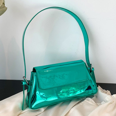 Y2K Clutch Purse Μεταλλική τσάντα μασχάλης PU Δερμάτινη με φερμουάρ & πόρπη Γυναικεία Commuter Daily