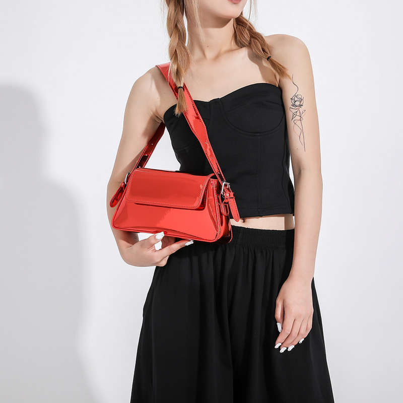 Y2K Clutch Purse Μεταλλική τσάντα μασχάλης PU Δερμάτινη με φερμουάρ & πόρπη Γυναικεία Commuter Daily