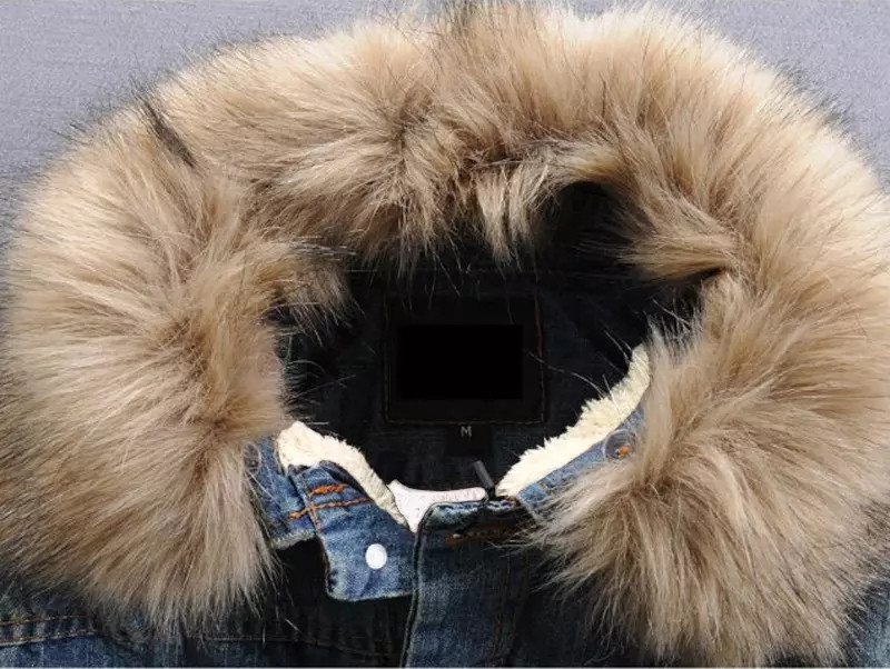 Idopy New Ανδρικό χειμωνιάτικο ζεστό τζιν μπουφάν Fleece με επένδυση Χοντρό θερμικό ταλαιπωρημένο τζιν μπουφάν και παλτό με γούνινο γιακά