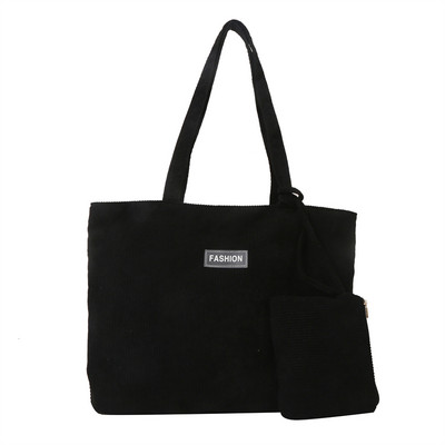 2kom/komplet Ženske samtaste torbe za kupnju na rame Jednobojne ležerne s torbom za novčiće Ručne torbe Ženske torbe za kupnju za djevojke