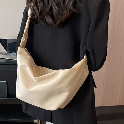 Καλοκαιρινή νέα γυναικεία τσάντα μεγάλης χωρητικότητας Casual Canvas Crossbody Τσάντα Dumpling Τσάντα Dumpling Τσάντα ώμου μονόχρωμη μονόχρωμη τσάντα ώμου
