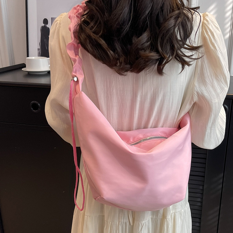 Καλοκαιρινή νέα γυναικεία τσάντα μεγάλης χωρητικότητας Casual Canvas Crossbody Τσάντα Dumpling Τσάντα Dumpling Τσάντα ώμου μονόχρωμη μονόχρωμη τσάντα ώμου