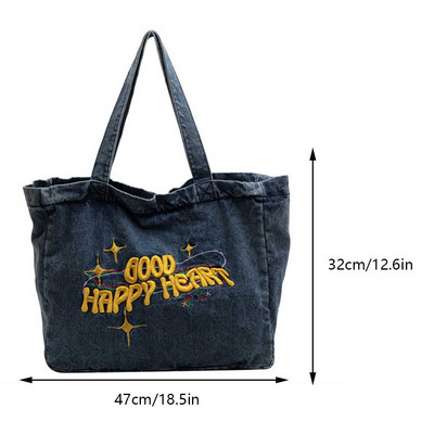 Γυναικεία τσάντα ώμου μεγάλης χωρητικότητας Τσάντα τζιν τσάντα τσάντα Fashionalbe Τσάντα συμπλέκτη Απλή γυναικεία τσάντα για ταξίδια γραφείου