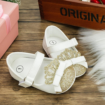 Νέες παγιέτες μόδας κορώνα Βρεφικά παπούτσια για κοριτσάκια Πριγκίπισσα για νήπιο Αντιολισθητικό λαστιχένιο αντιολισθητικό μαλακό πάτο Επίπεδη σόλα First Walker Νεογέννητο