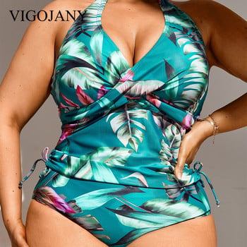 VigoJany 2023 New Floral Print Plus Size Γυναικεία Μαγιό Μεγάλο Ολόσωμο Γυναικείο Αμάνικο Αμάνικο Μεγάλο Μαγιό