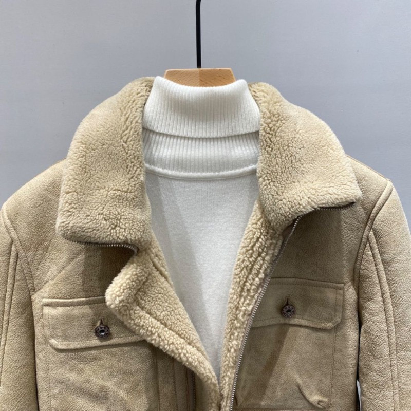 Ανδρικό χοντρό δερμάτινο μπουφάν Φθινοπωρινό Χειμώνα Νέο Casual Χαλαρό Κοντό Γιακά Με Φερμουάρ Μακρυμάνικα Τσέπες Μπλούζες Μπουφάν