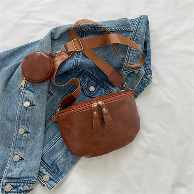 Γυναικεία τσάντα στήθους Luxury PU Δερμάτινη τσάντα μέσης μόδας Γυναικείες τσάντες χιαστί ώμου Εξωτερική ζώνη Half Moon Fanny Pack για γυναίκες