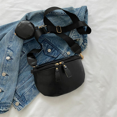 Γυναικεία τσάντα στήθους Luxury PU Δερμάτινη τσάντα μέσης μόδας Γυναικείες τσάντες χιαστί ώμου Εξωτερική ζώνη Half Moon Fanny Pack για γυναίκες