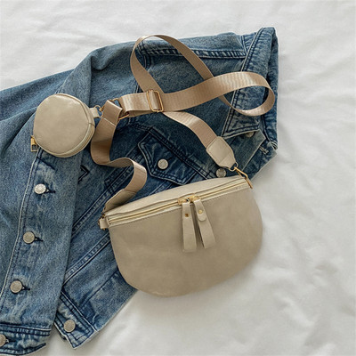 Γυναικεία τσάντα στήθους Luxury PU Δερμάτινη τσάντα μέσης μόδας Γυναικείες τσάντες χιαστί ώμου Εξωτερική ζώνη Half Moon Fanny Pack για γυναίκες