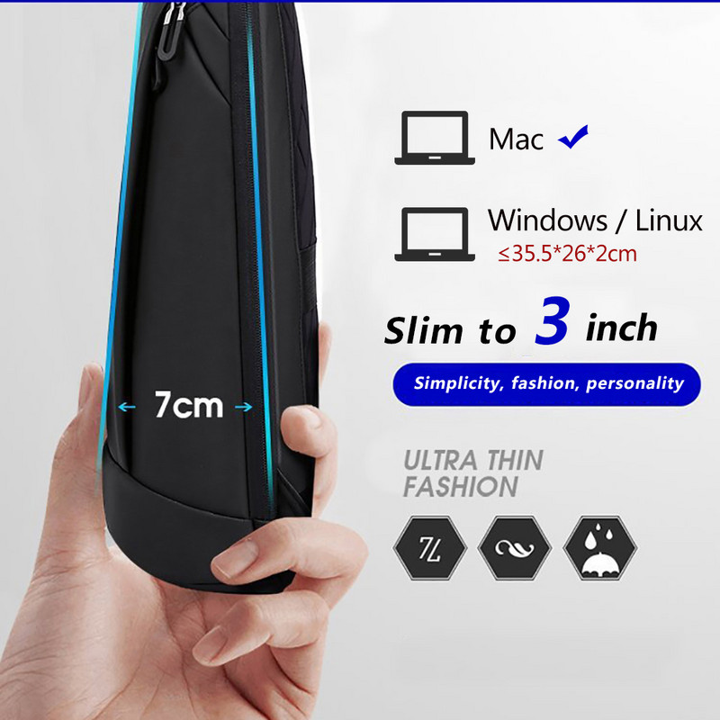 Ultratenký batoh na notebook 15,6 palcov, obchodná pánska taška, dámske batohy, jednofarebný unisex batoh, tenký batoh, mochila hombre