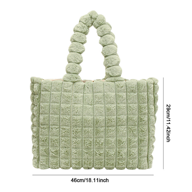 Γυναικεία γούνινη τσάντα ώμου Τσάντα μονόχρωμη από συνθετική γούνα Τσάντα μεγάλης χωρητικότητας Λούτρινη τσάντα αγορών Καρό απλή τσάντα με λαβή