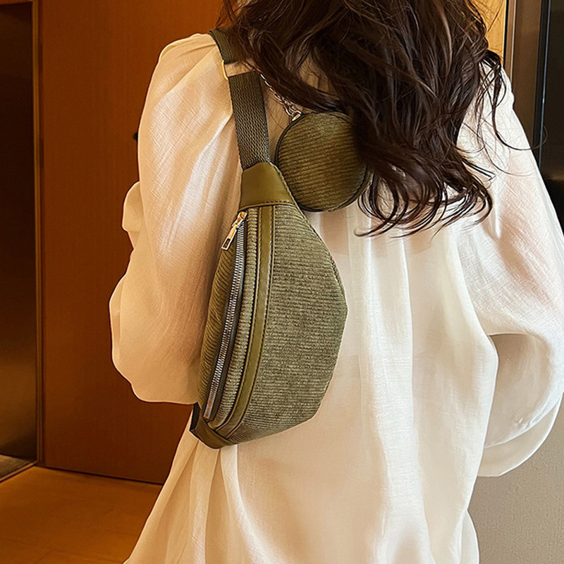 Γυναικείες τσάντες στήθος 2023 Τσάντες για γυναίκες Γυναικείες τσάντες σφεντόνα Τσάντα χιαστί ώμου Τσάντα ώμου Casual Girls Corduroy Messenger Pack
