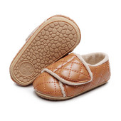 Παπούτσια για νεογέννητα Βρεφικά παπούτσια για κορίτσια Classic PU Δέρμα ζεστή γούνα Αντιολισθητική σόλα για νήπια First Walkers Βρεφικά παπούτσια για κορίτσια