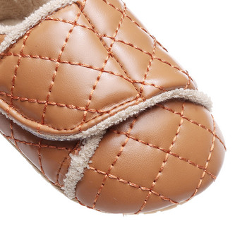 Παπούτσια για νεογέννητα Βρεφικά παπούτσια για κορίτσια Classic PU Δέρμα ζεστή γούνα Αντιολισθητική σόλα για νήπια First Walkers Βρεφικά παπούτσια για κορίτσια