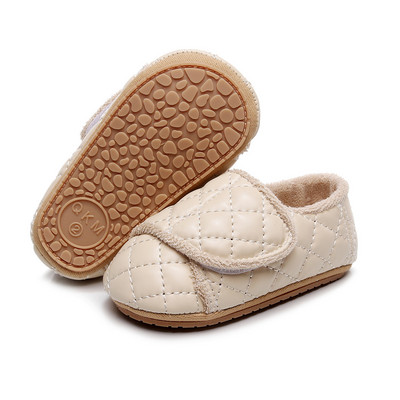 Παπούτσια για νεογέννητα Βρεφικά παπούτσια για κορίτσια Classic PU Δέρμα ζεστή γούνα Αντιολισθητική σόλα για νήπια First Walkers Βρεφικά παπούτσια για κορίτσια