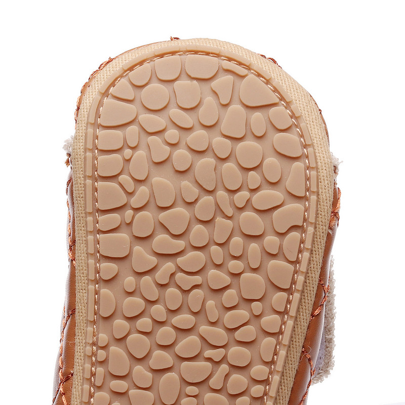 Παπούτσια για νεογέννητα Βρεφικά παπούτσια για κορίτσια Classic PU Δέρμα ζεστή γούνα Αντιολισθητική σόλα για νήπια First Walkers Βρεφικά παπούτσια για κορίτσια