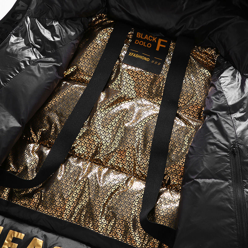 Πουφερ Μπουφάν White Goose Down Νέα σε Παλτό Φωτεινή Επιφάνεια Πάρκα για Άντρες Χειμώνα Κορέα Ανδρικό Χειμερινό Παλτό Μαύρο Χρυσό Κοντό