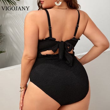 VigoJany 2023 Μαύρο One Piece Plus Size Μαγιό με ραβδώσεις Γυναικείο Μεγάλο Δοκιμασμένο Μαγιό Lady Verge Chubby μεγάλο μαγιό Ρούχα παραλίας