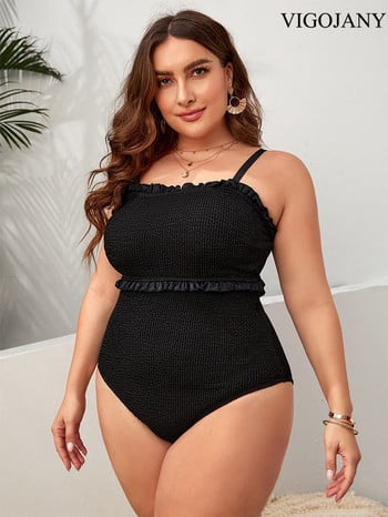 VigoJany 2023 Μαύρο One Piece Plus Size Μαγιό με ραβδώσεις Γυναικείο Μεγάλο Δοκιμασμένο Μαγιό Lady Verge Chubby μεγάλο μαγιό Ρούχα παραλίας