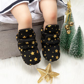 Suefunskry Νεογέννητα αγόρια για κορίτσια μπότες χιονιού Christmas Star Print Χειμερινές μπότες αστραγάλου Βρεφικά ζεστά παπούτσια για περπάτημα για νήπια