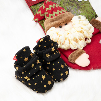 Suefunskry Νεογέννητα αγόρια για κορίτσια μπότες χιονιού Christmas Star Print Χειμερινές μπότες αστραγάλου Βρεφικά ζεστά παπούτσια για περπάτημα για νήπια