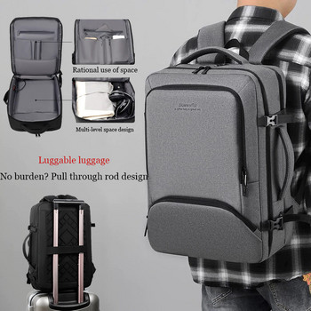 17,3\'\'Μεγάλη χωρητικότητα Θύρα USB Πολυλειτουργικό Business Laptop Backpack για Ανδρική τσάντα ταξιδιού εξωτερικού χώρου Αδιάβροχη σχολική τσάντα Oxford