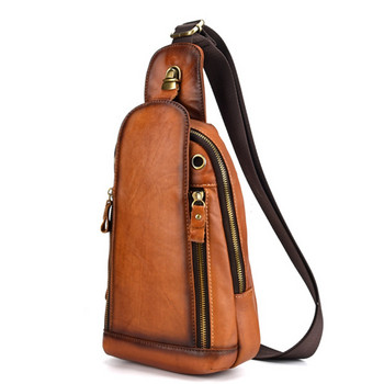 Висококачествена мъжка раница от естествена кожа, единична раница, реколта, ретро чанта с четка от истинска телешка кожа, цветна чанта през рамо, през рамо, чанти за гърдите