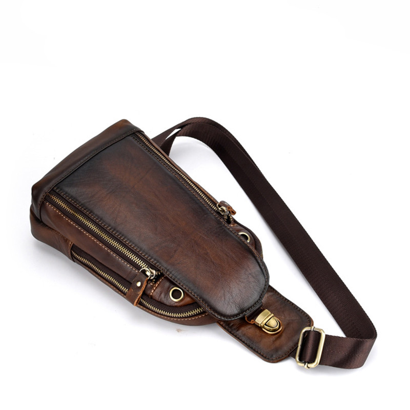 Kvaliteetne meeste ehtsast nahast ühe seljakott seljakott Vintage päris lehmanahast harjavärvi õlakott Rinnakotid