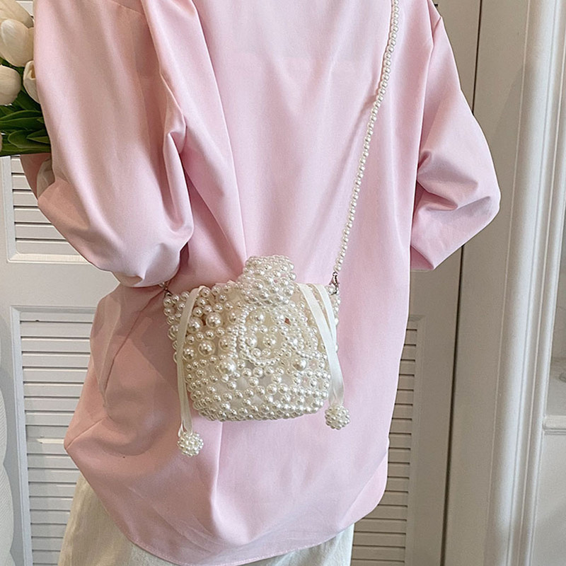 Μίνι μαργαριταρένια γυναικεία τσάντα 2023 Χειροποίητη vintage υφασμένη με χάντρες τσάντα πάρτι ώμου Γυναικείες τσάντες γάμου Πολυτελές καλοκαιρινό τσαντάκι