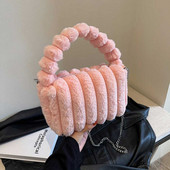 Γυναικεία βελούδινη τσάντα με λαβή μονόχρωμη Μικρό τσαντάκι νομισμάτων Μεγάλης χωρητικότητας Τσάντα από ψεύτικη γούνα Casual για το φθινόπωρο χειμώνα