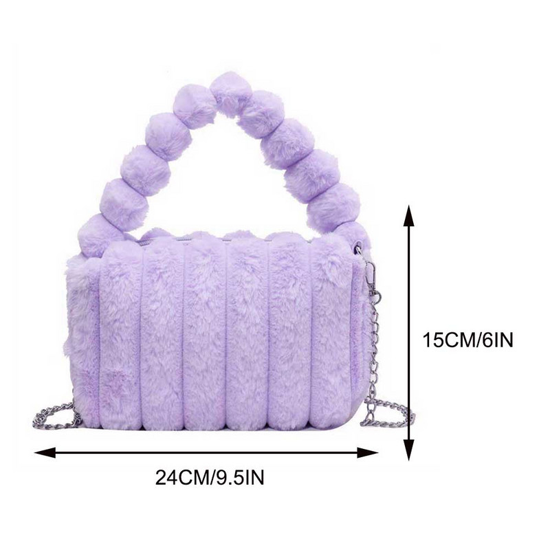Γυναικεία βελούδινη τσάντα με λαβή μονόχρωμη Μικρό τσαντάκι νομισμάτων Μεγάλης χωρητικότητας Τσάντα από ψεύτικη γούνα Casual για το φθινόπωρο χειμώνα