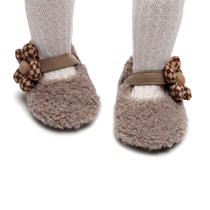 EWODOS väikelaste beebitüdrukutele armsad lillelised kingad Pehme tallaga fliisist plüüsist jalanõud Esimesed jalutajad, libisemiskindlad sügistalvised printsessikingad