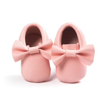 Бебешки обувки за новородени, момчета, момичета First Walker PU Sofe Sole Princess Bowknot Fringe Бебешки обувки за бебешко креватче Ежедневни мокасини