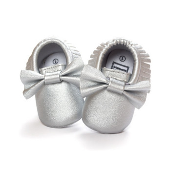 Бебешки обувки за новородени, момчета, момичета First Walker PU Sofe Sole Princess Bowknot Fringe Бебешки обувки за бебешко креватче Ежедневни мокасини