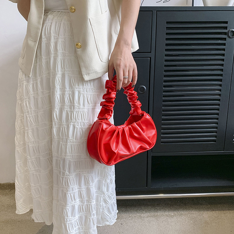 Letné skladané kabelky pre ženy, PU oblačné kabelky, vráskavá taška do podpazušia, nákupné tašky cez rameno, dámska kabelka, knedličková taška 2023