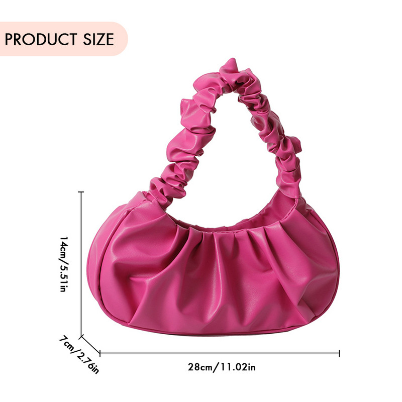 Letné skladané kabelky pre ženy, PU oblačné kabelky, vráskavá taška do podpazušia, nákupné tašky cez rameno, dámska kabelka, knedličková taška 2023