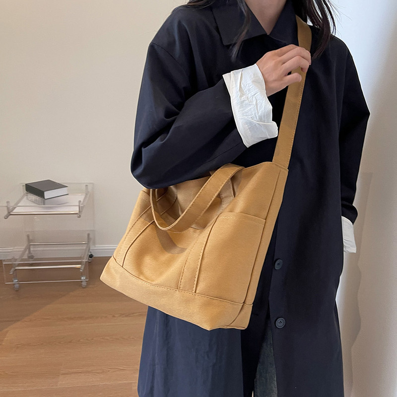 Geantă de tote pentru femei, estetică, de culoare solidă, pentru studenți, o geantă de mână ocazională, geantă de umăr, de pânză, reutilizabilă, pentru cumpărături, geantă de plajă 2023