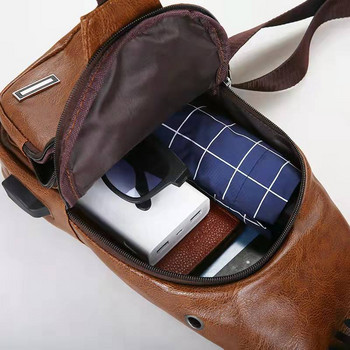 Usb чанти за рамо Пакети за кръста Модни мъжки преносими акумулаторни за свободното време Пакет с диагонал на обхвата Спорт на открито Pu Чанта за гърдите