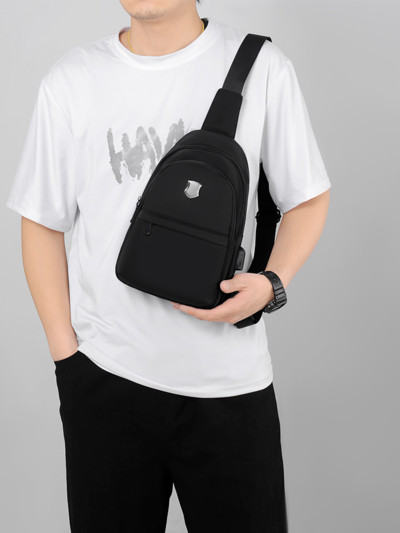 Tide Cool Fashion Ανδρική τσάντα στήθους Usb φόρτιση Ανδρικά και γυναικεία μοντέλα Μικρό σακίδιο πλάτης ώμου εξωτερικού χώρου