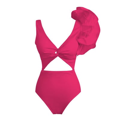 Dámske biele plavky 2023 s hlbokým V, jednodielne, sieťované, s volánikmi, plážové oblečenie, vintage retro, monkini