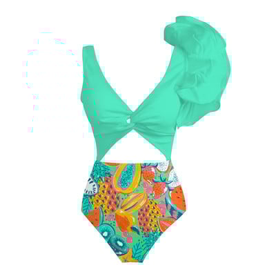 Dámske biele plavky 2023 s hlbokým V, jednodielne, sieťované, s volánikmi, plážové oblečenie, vintage retro, monkini