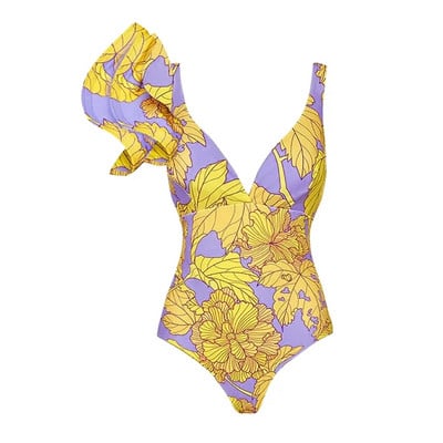 Dámske biele plavky 2023 s hlbokým V, jednodielne, sieťované, s volánikmi, plážové oblečenie, vintage retro, monkini