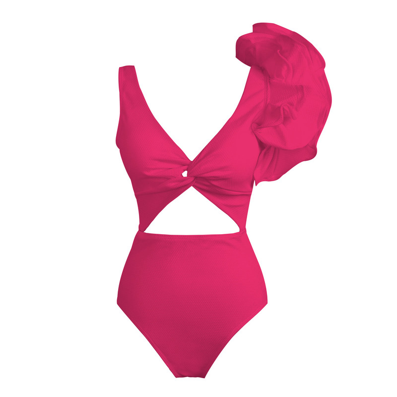 Dámske biele plavky 2023 s hlbokým V, jednodielne, sieťované, s volánikmi, plážové oblečenie, vintage retro, monkini