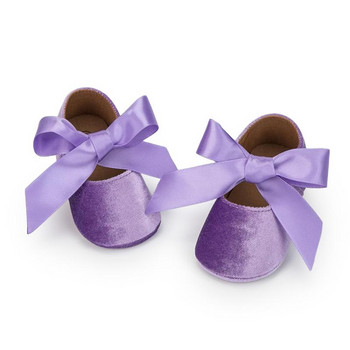 Βρεφικά παπούτσια Princess για βρέφη Αντιολισθητικά Επίπεδη μαλακή σόλα Βαμβακερή κούνια από καουτσούκ Lovely Butterfly-knot Infant First Walkers 0-18m