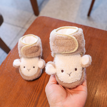 Κορίτσι Αγόρι Χειμερινά νεογέννητα μωρά πουά χαριτωμένα βαμβακερά παπούτσια κινουμένων σχεδίων Μαλακή σόλα συν βελούδινη ζεστή μπότες Παιδικά παπούτσια για περπάτημα για βρέφη