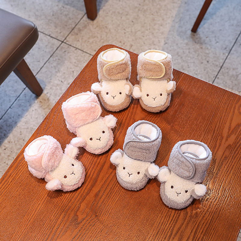 Fată Băiat Iarnă Nou-Născut Bebeluș Cu buline Drăguț Desene Animat Pantofi din bumbac Talpă moale Plus Cizme de catifea Călduțe Pantofi de mers pentru copii mici
