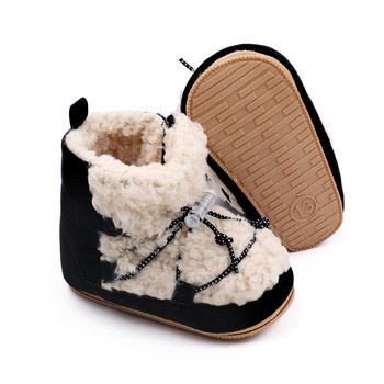 BeQeuewll Νεογέννητα Κοριτσίστικα Μποτάκια Χιονιού Coral Fleece Χειμερινά χαριτωμένα μποτάκια για τον αστράγαλο Ζεστά παιδικά παπούτσια για περπάτημα για νήπια